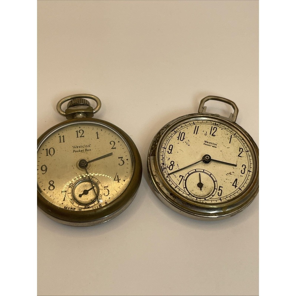 2 Classic Vintage Westclox Pocket Ben Pocket Watch Made In USA